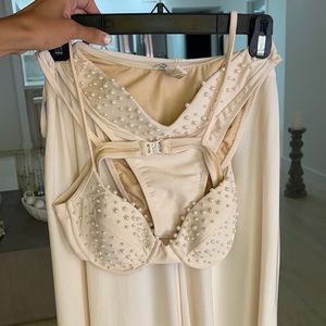 Gottex pink nude bikini with pearl details